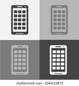 Vector icon set of smartphone with icons.