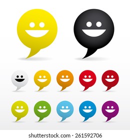 Vector icon set smiley face - smile. Bubble shape. Colored. Eps 10 vector file. 