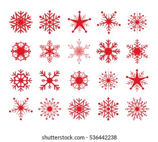 Vector icon set for snowflakes on white background