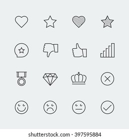 Vector icon set of social media labels for rating