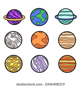 Vector icon set of space and planet fit for backgroud ,element,poster,bussines icon,website,editable and more