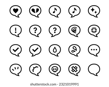 Vector icon set of speech bubble with emotion mark