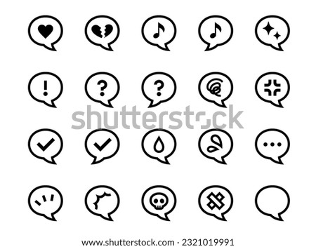 Vector icon set of speech bubble with emotion mark