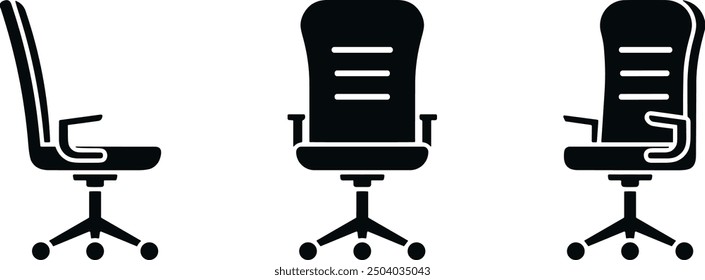 Vector Icon Set of a Spinning Office Chair in Isolation