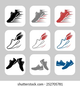 Vector icon set of sport shoes