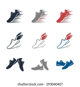 Vector icon set of sport shoes