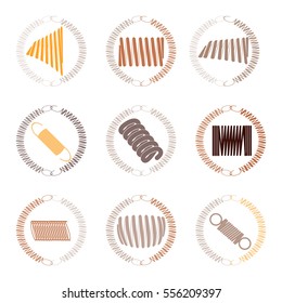Vector icon set with springs