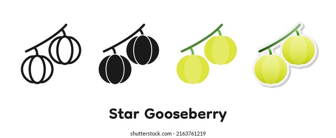 Juego de iconos vectores de la arándana de la estrella.
