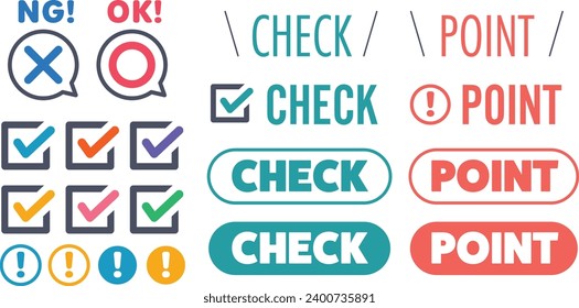 Conjunto de iconos del vector, como casillas de verificación y puntos