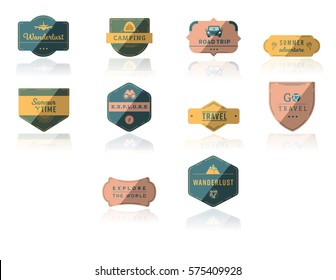 Vector icon set for summer vacation on white background