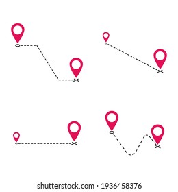 Vector icon set, symbol we ve moved announcement collection design image isolated on white background, dashed lines .