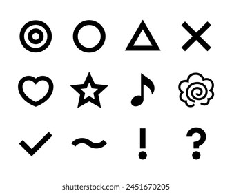 Vector icon set of symbols such as ○, ×, △, etc.