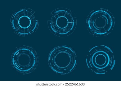 Ícone de vetor define design de círculo de tecnologia.	