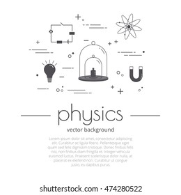 Vector icon set of tools - physics concept. Science and educational background.