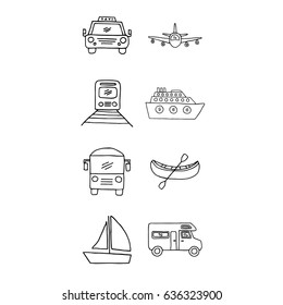Vector icon set of transportation means