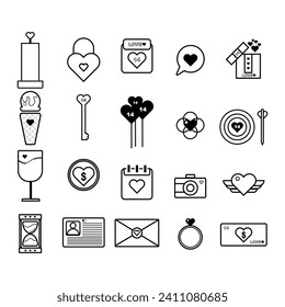 Vector icon set of valentine's day