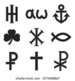 vector icon set with variants of Christian symbols for your project