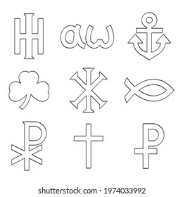 vector icon set with variants of Christian symbols for your project