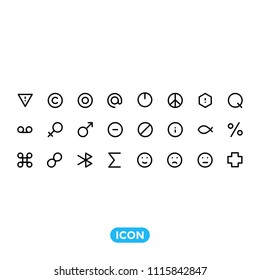 Vector Icon Set of Various Symbols
