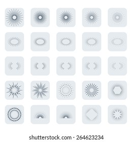 Vector icon set of vintage sparkles and stars