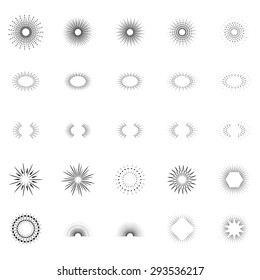 Vector icon set of vintage sparkles and stars