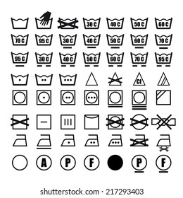 Vector Icon Set of washing symbols (Washing instruction symbols)