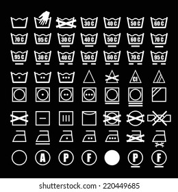 Vector Icon Set of washing symbols (Washing instruction symbols)