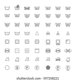 Vector Icon Set of washing symbols (Washing instruction symbols)