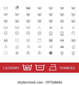 Vector Icon Set of washing symbols (Washing instruction symbols)