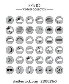 Vector icon set of weather on white background. Template illustration of weather symbol for web and mobile design