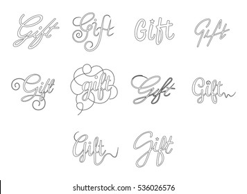Vector icon set of word gift on white background