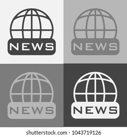 Vector icon set world news.Image inscription news on the globe