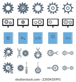 Vector icon settings, tools, gears, Gear Sign Isolated on white background. Help choice account concept. Trendy flat style for graphic design, logo, Web site, social media, UI, mobile app, EPS10