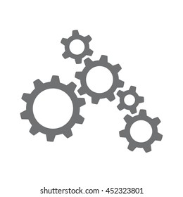 Vector icon of several machinery cogs and gears working together