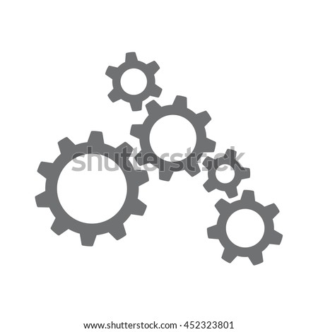 Vector icon of several machinery cogs and gears working together