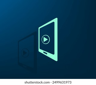 Vector icon with shadow on blue background