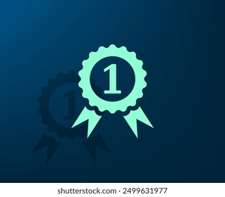 Vector icon with shadow on blue background