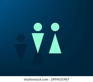 Icono de Vector con sombra sobre fondo azul