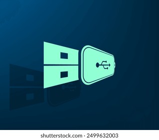 Vector icon with shadow on blue background