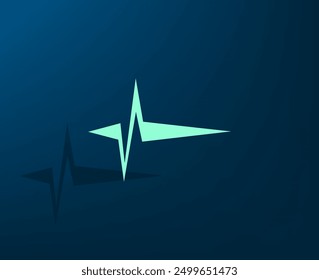 Vector icon with shadow on blue background