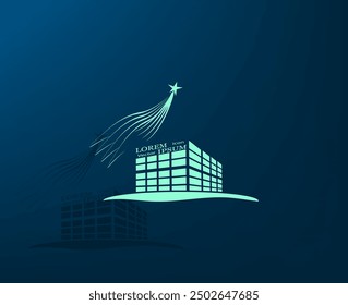Vektorsymbol mit Schatten auf blauem Hintergrund