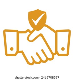 
Vektorgrafik-Symbol des Händeschüttelns, mit einem Scheck oder Deal an den Kunden für Logo-Design, Flyer, Broschüren, Unternehmensprofile