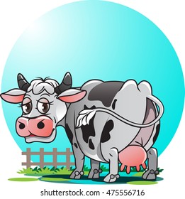 Vector icon, shape cows peek backward