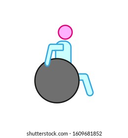 vector icon shaped man in a wheelchair