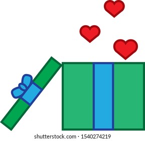 vector icon shaped valentine's gift box