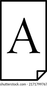 Vector icon of a sheet of paper with the letter A in uppercase printed on it.