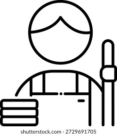 Icono de Vector de pastor con personal y ovejas