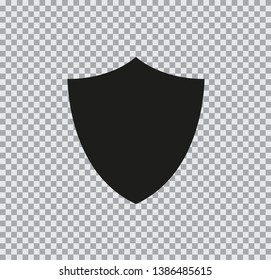 Vector icon shield black on transparent background