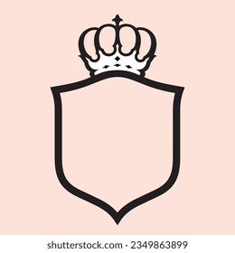 Icono vectorial del escudo con corona en la parte superior para ser utilizado como elemento para el diseño del logotipo