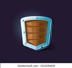 Vector icon shield. Game subject, thing, object. Game concept and design. Design element. Magical magic. Game assets and tile. Symbol of protection and security.
 Fantasy, fiction style.
